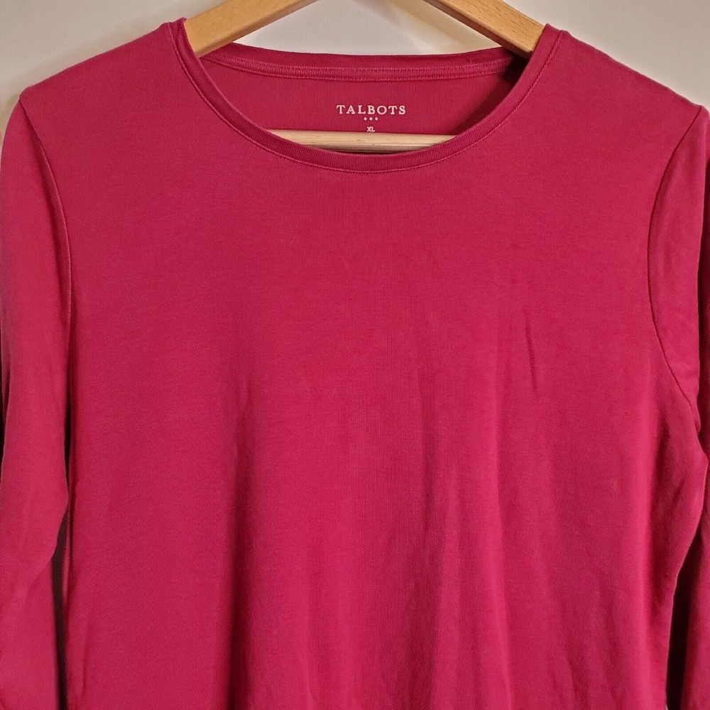Talbots Womens Top Size XL Purple Long Sleeve Round Neck Pima Cotton Lightweight
